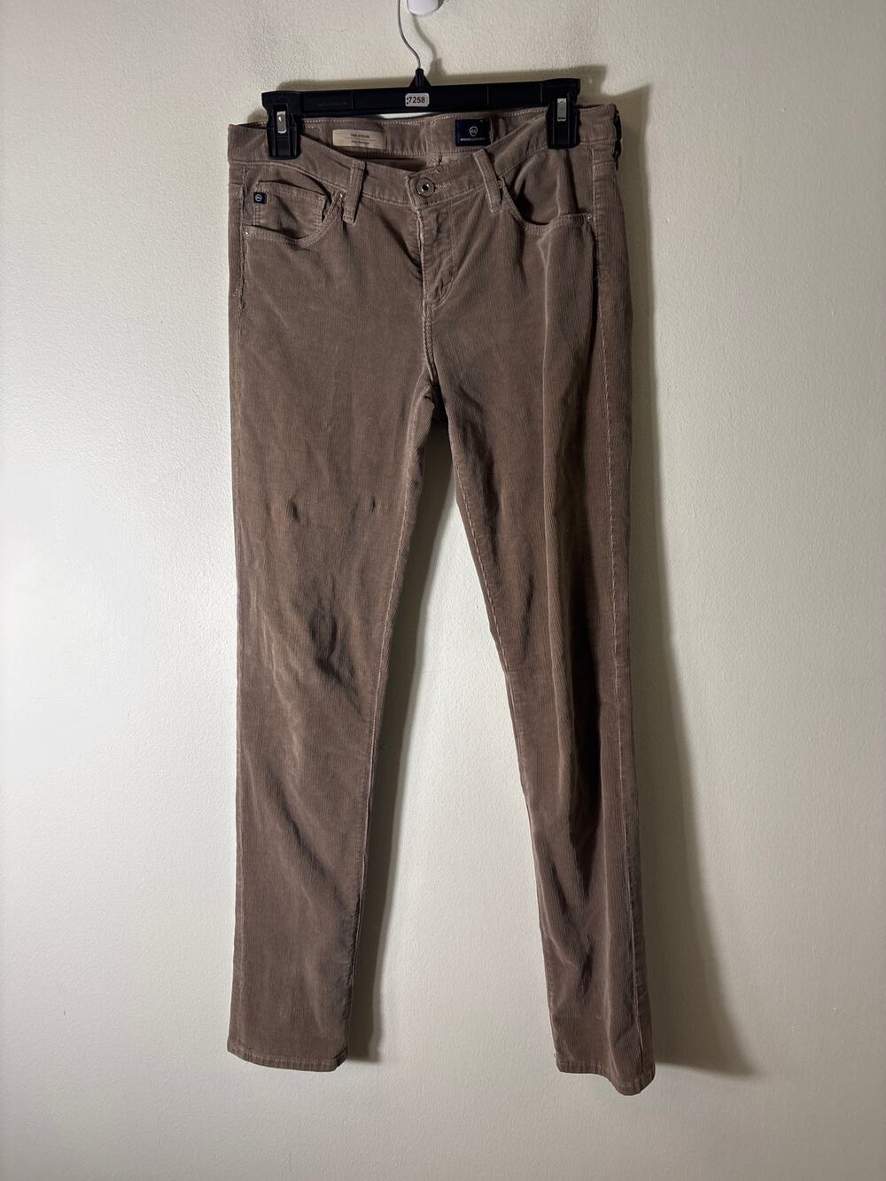 AG The Stevie Slim Straight Tan Fine Corderoy Pants Sz 28r